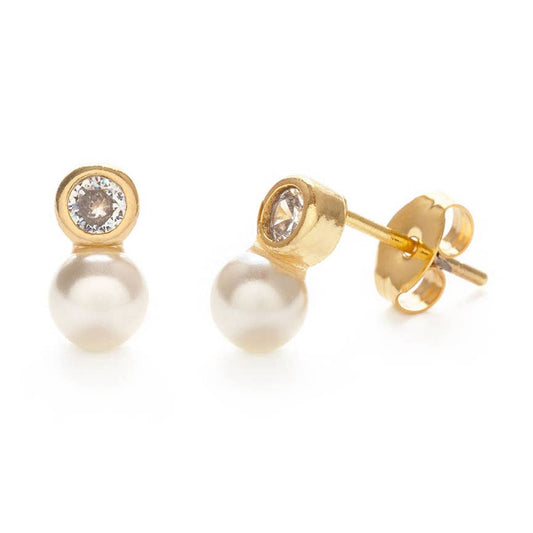 Pearl + Crystal Stud Earrings
