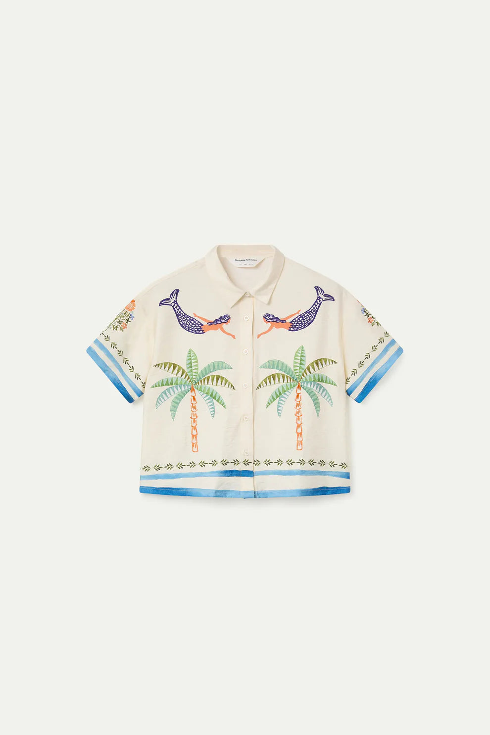 PALM AND MERMAID PRINT SHIRT