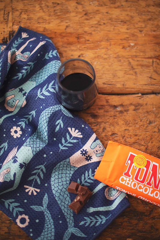 KITCHEN AND TEA TOWEL - MERMAIDS