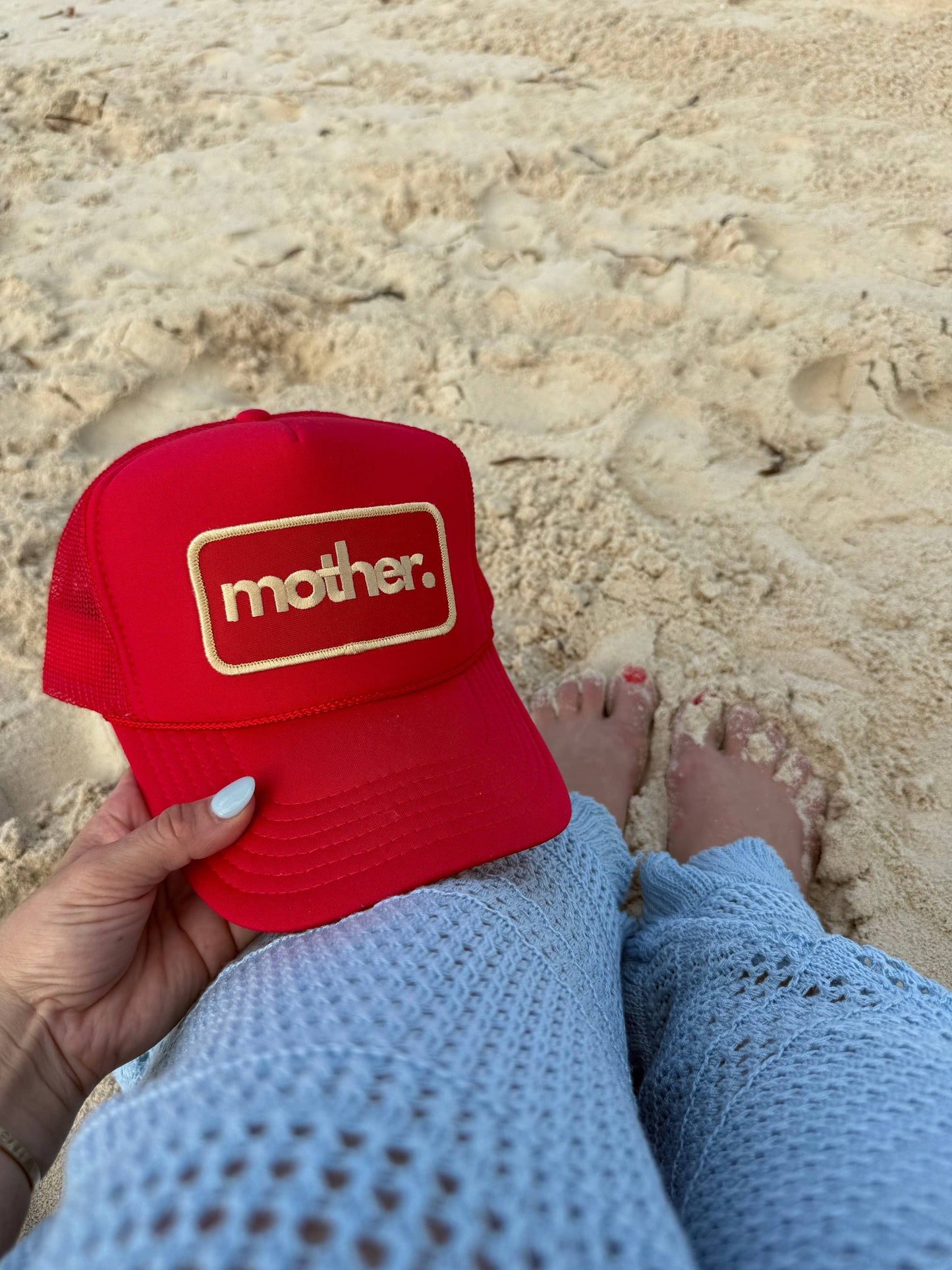 Mother Patch Trucker Hat - Red: Red