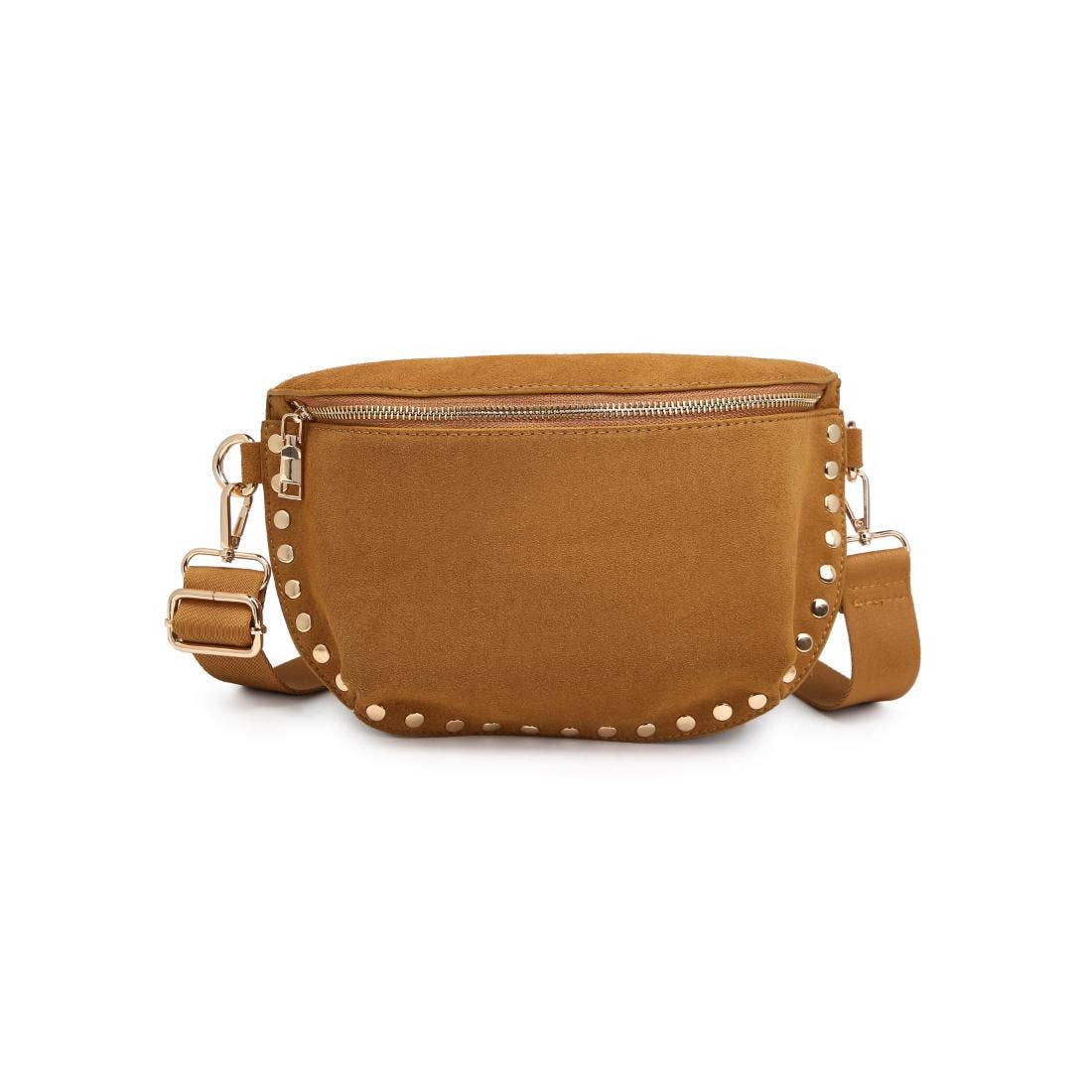 Gizelle-Suede Belt Bag: Tan