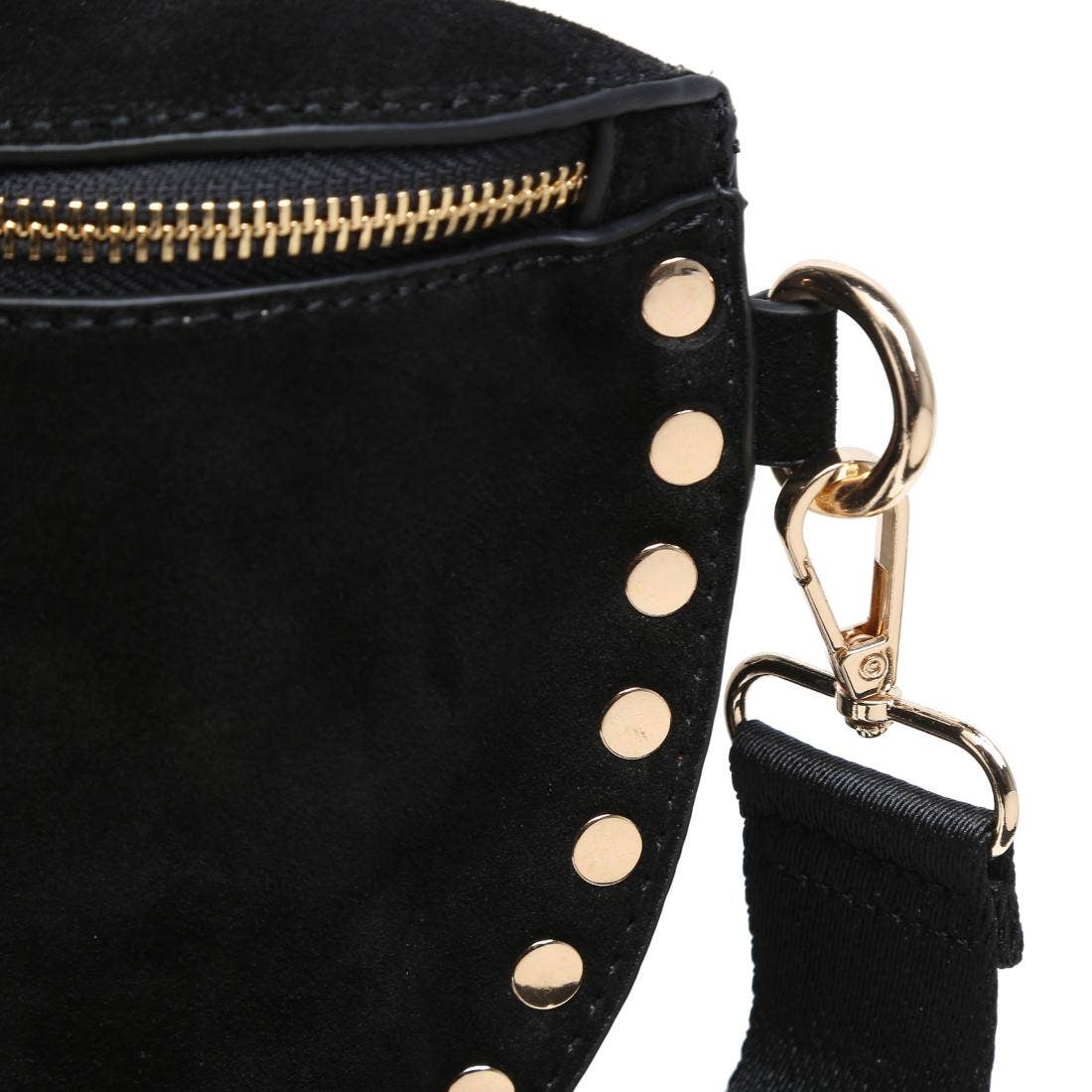 Gizelle-Suede Belt Bag: Black
