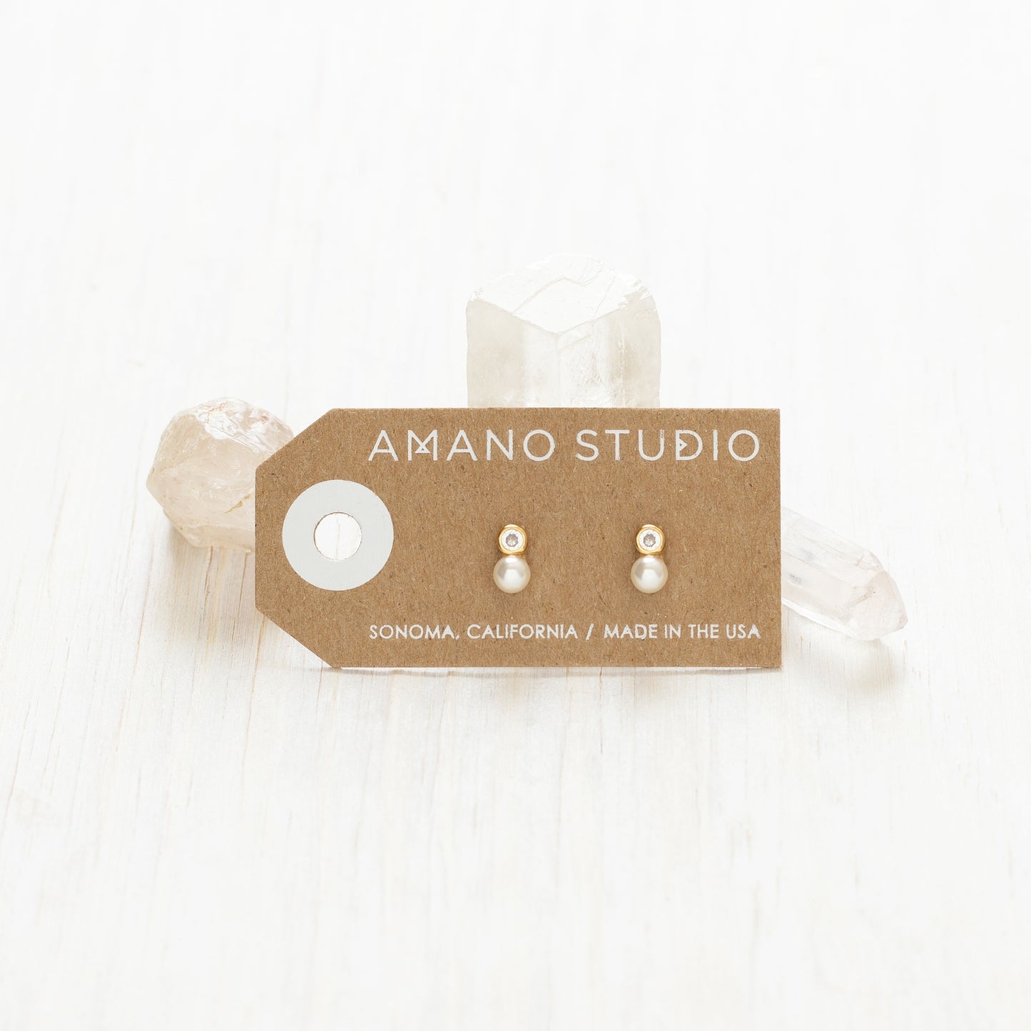 Pearl + Crystal Stud Earrings