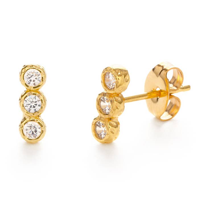 Triple Crystal Bar Stud Earring