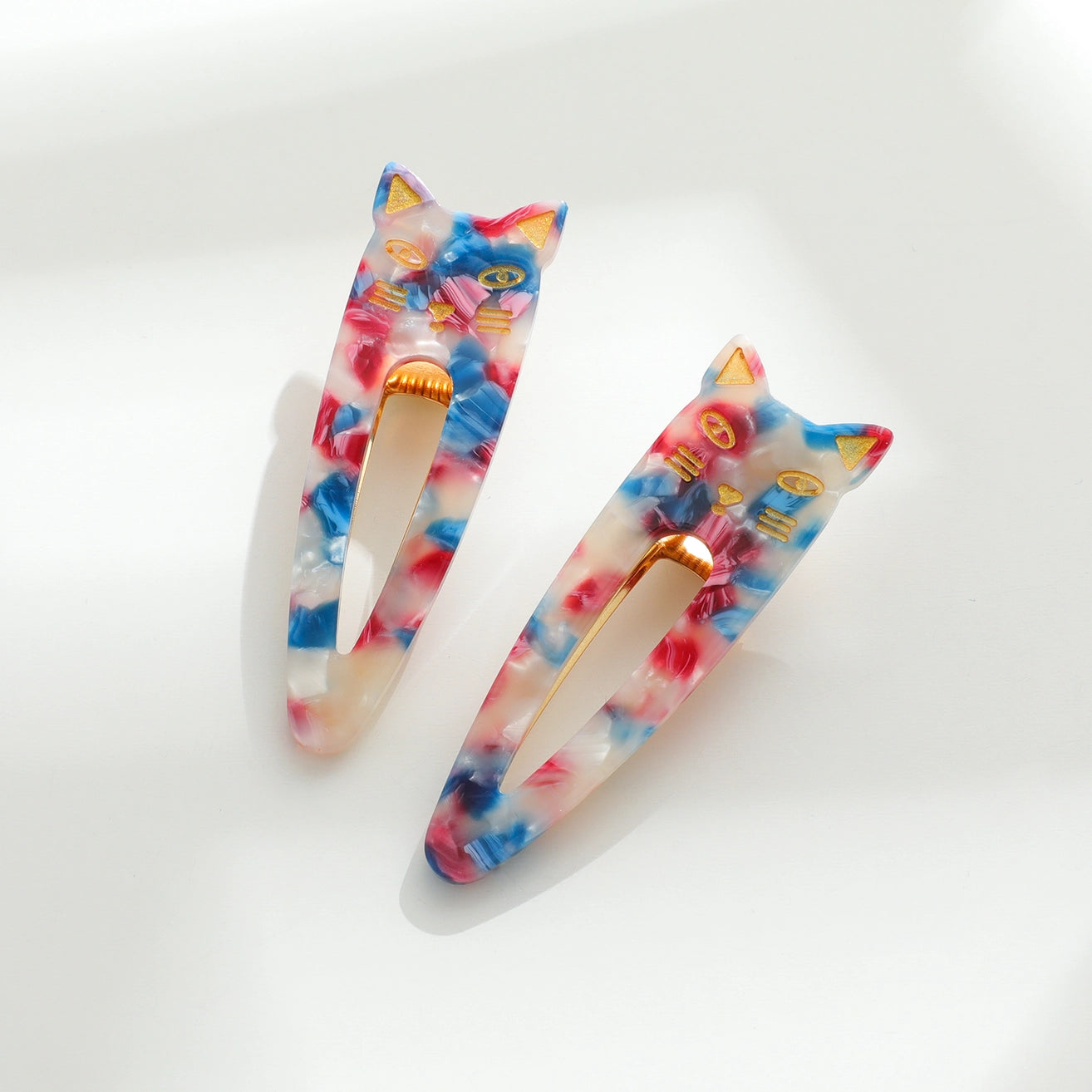 POINTED CAT FACE BARRETTES