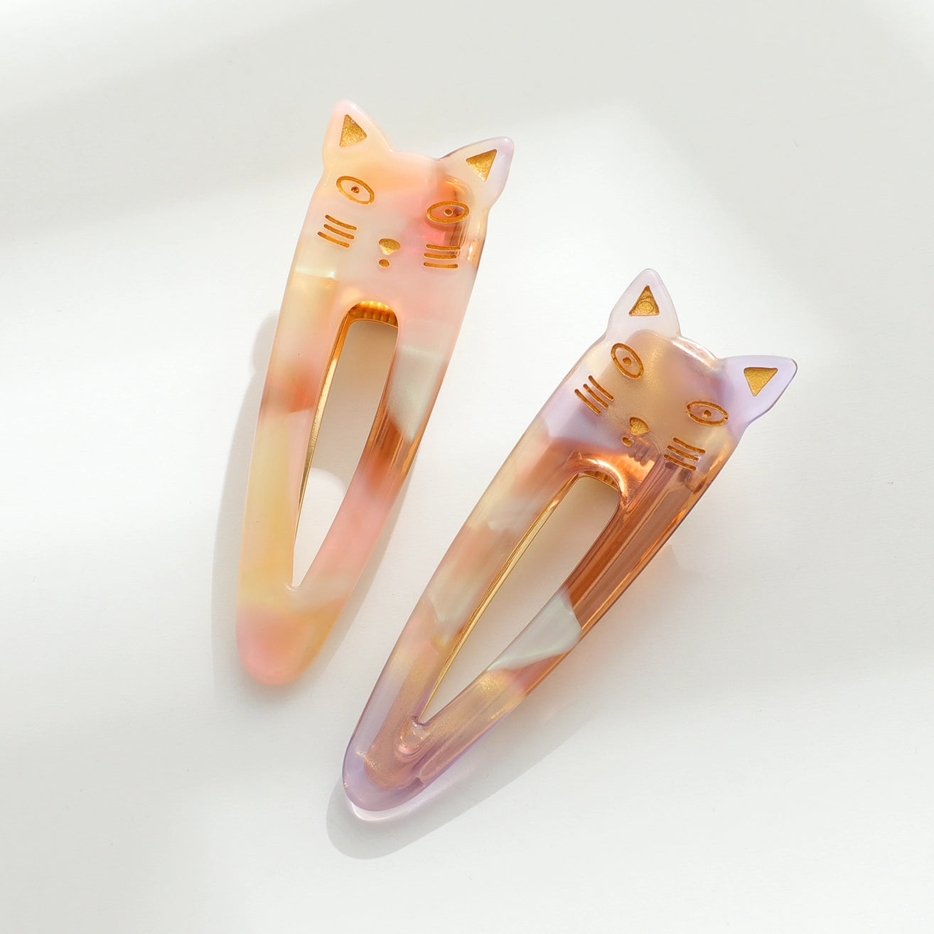 POINTED CAT FACE BARRETTES