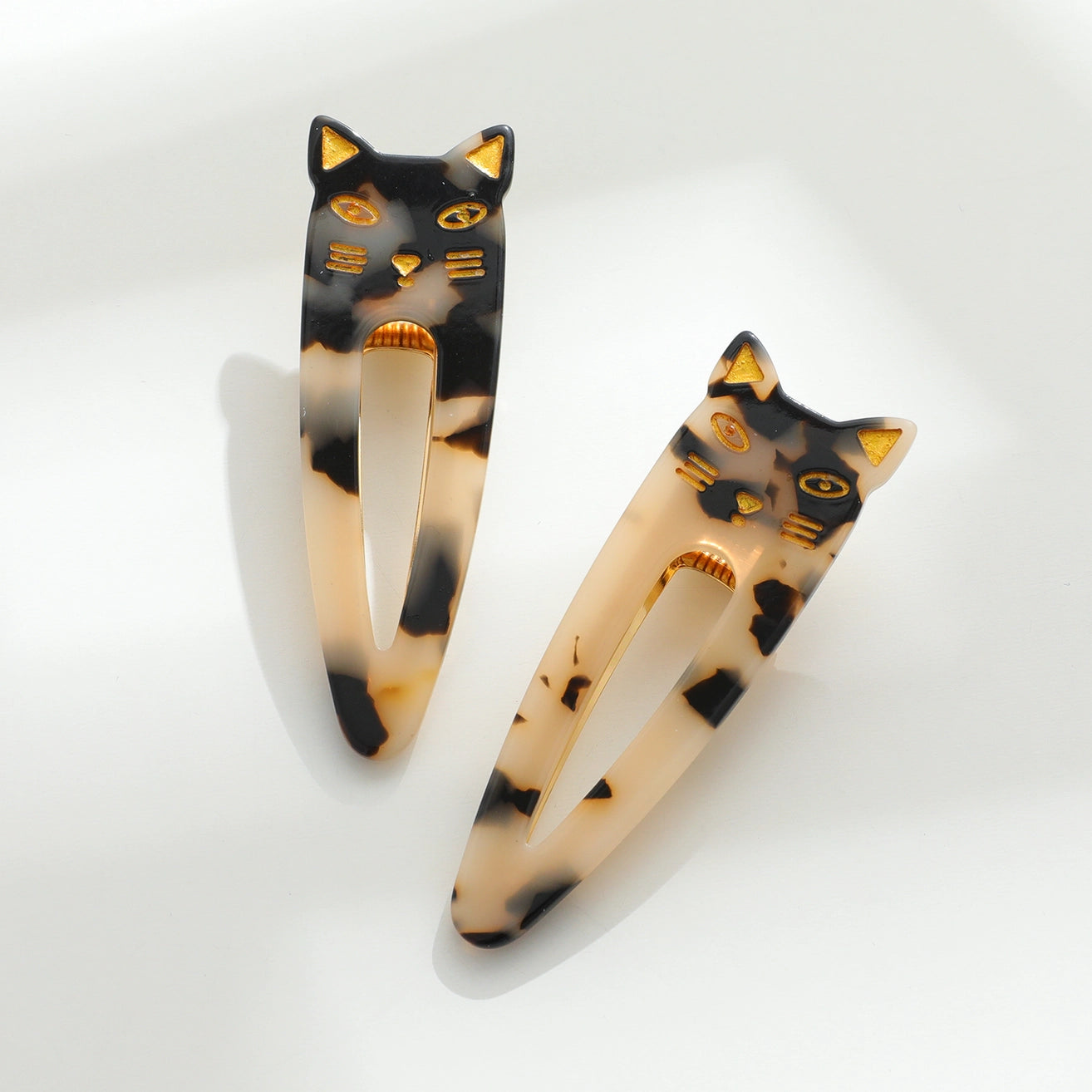 POINTED CAT FACE BARRETTES