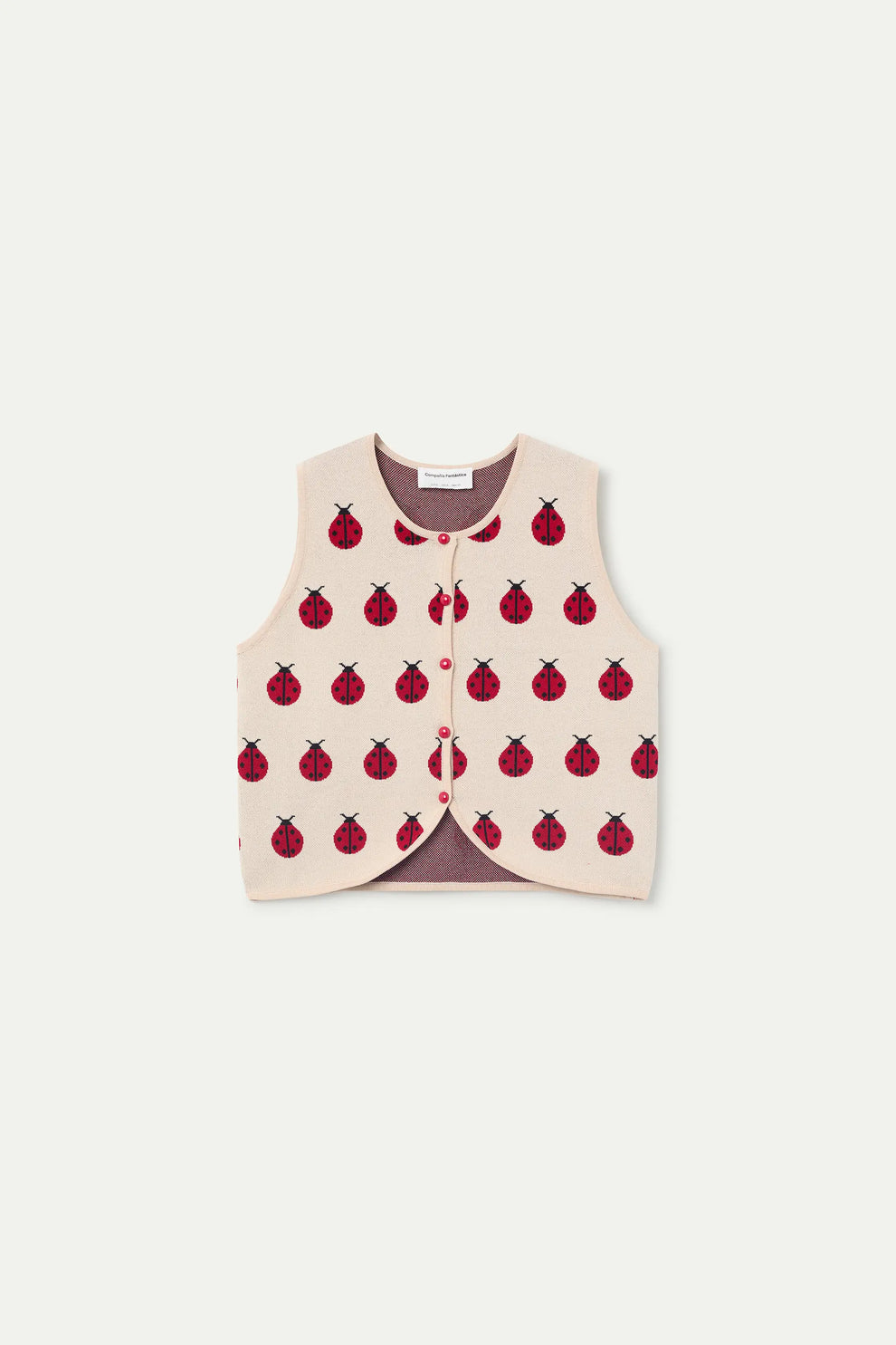 Red Coccinella print knit top