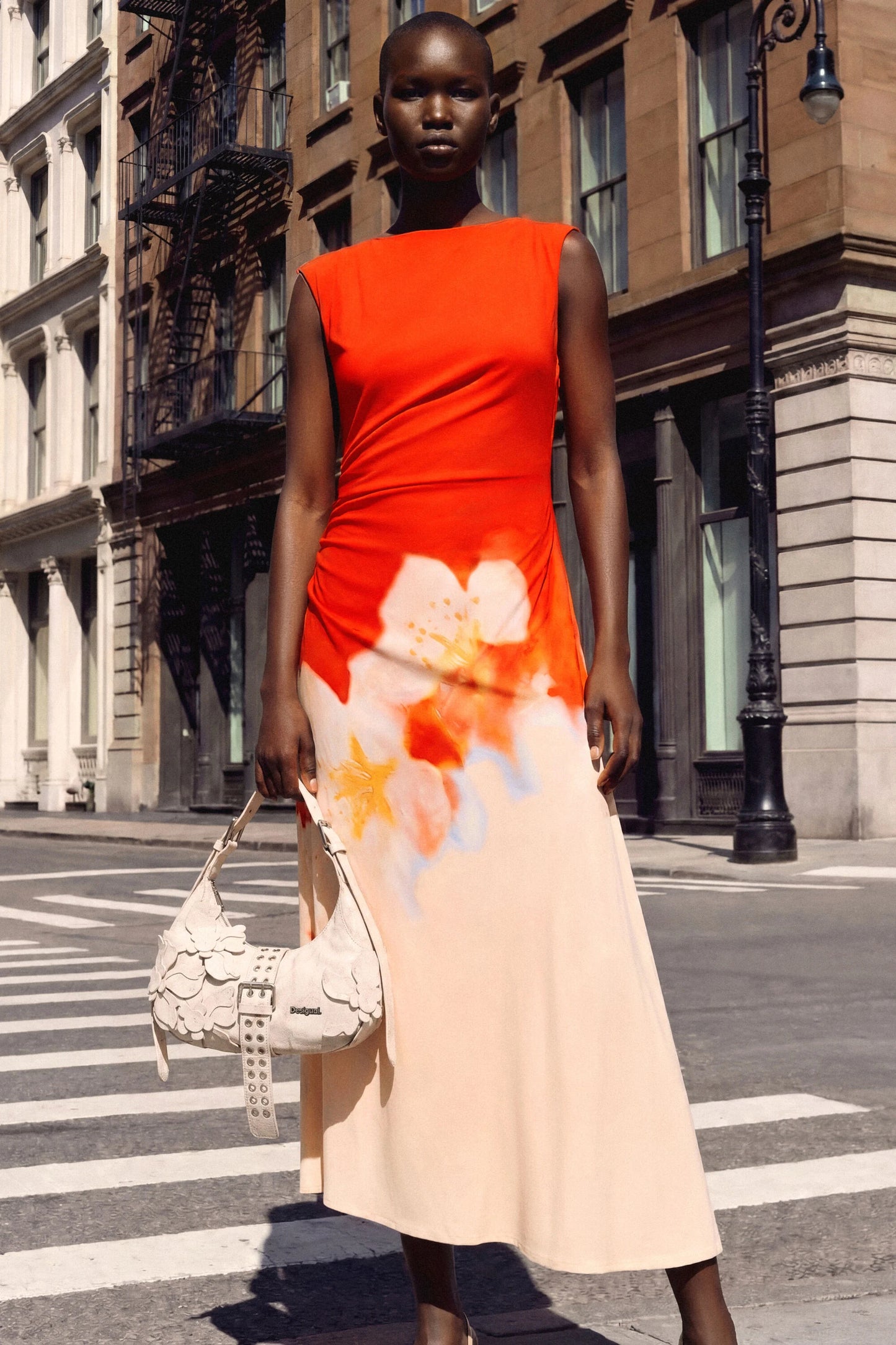 TWO-TONE FLORAL DRESS