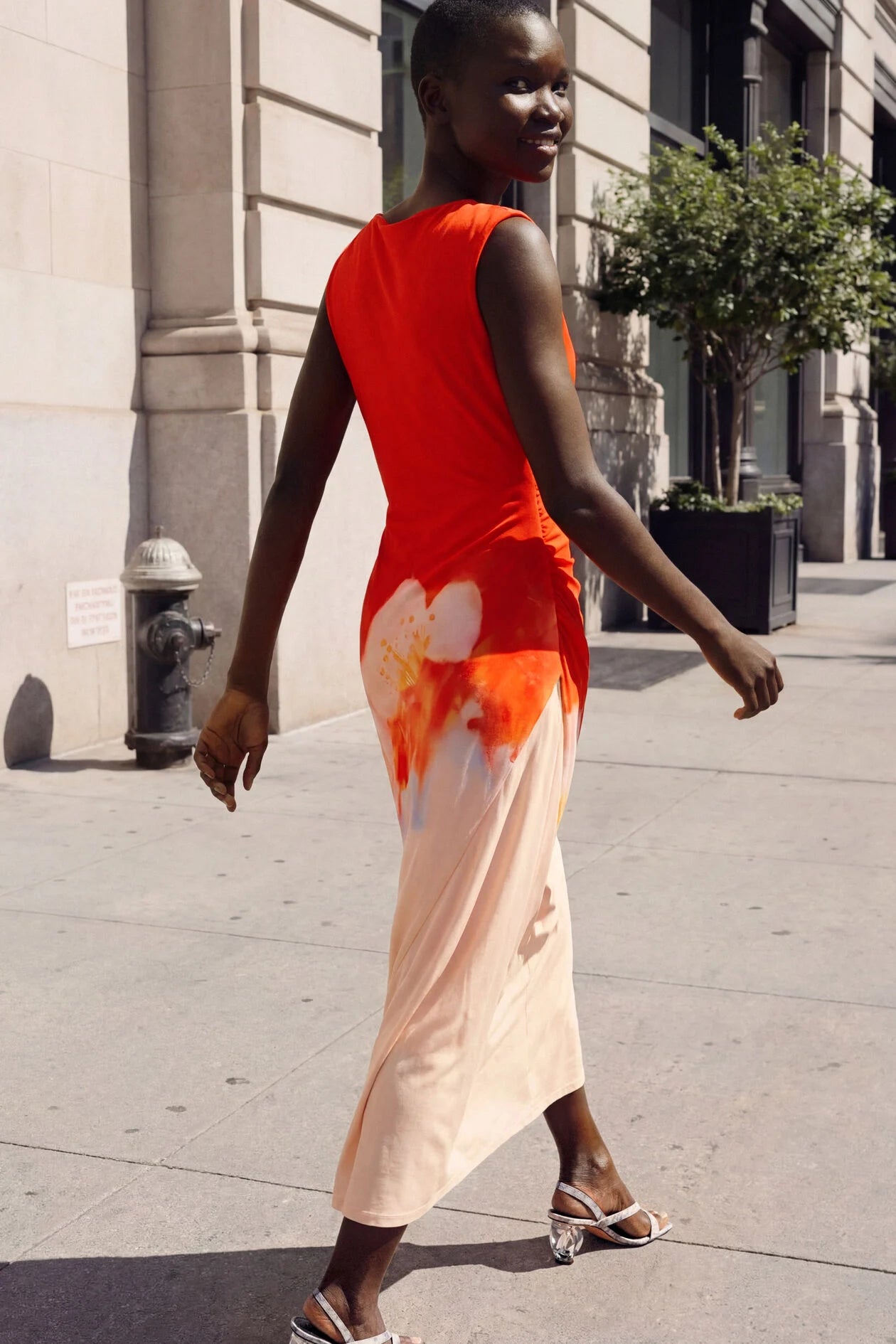 TWO-TONE FLORAL DRESS