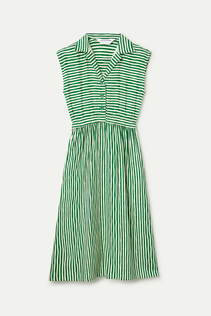 GREEN STRIPE MIDI DRESS