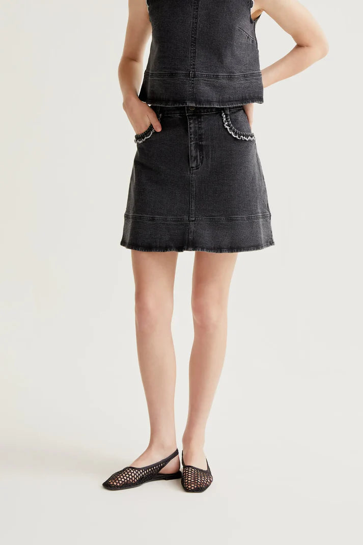 WAVY DENIM SKIRT