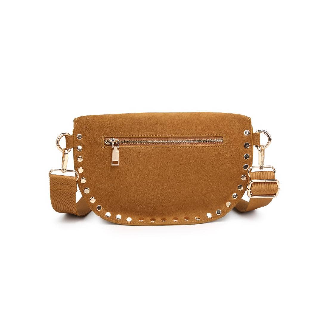 Gizelle-Suede Belt Bag: Tan