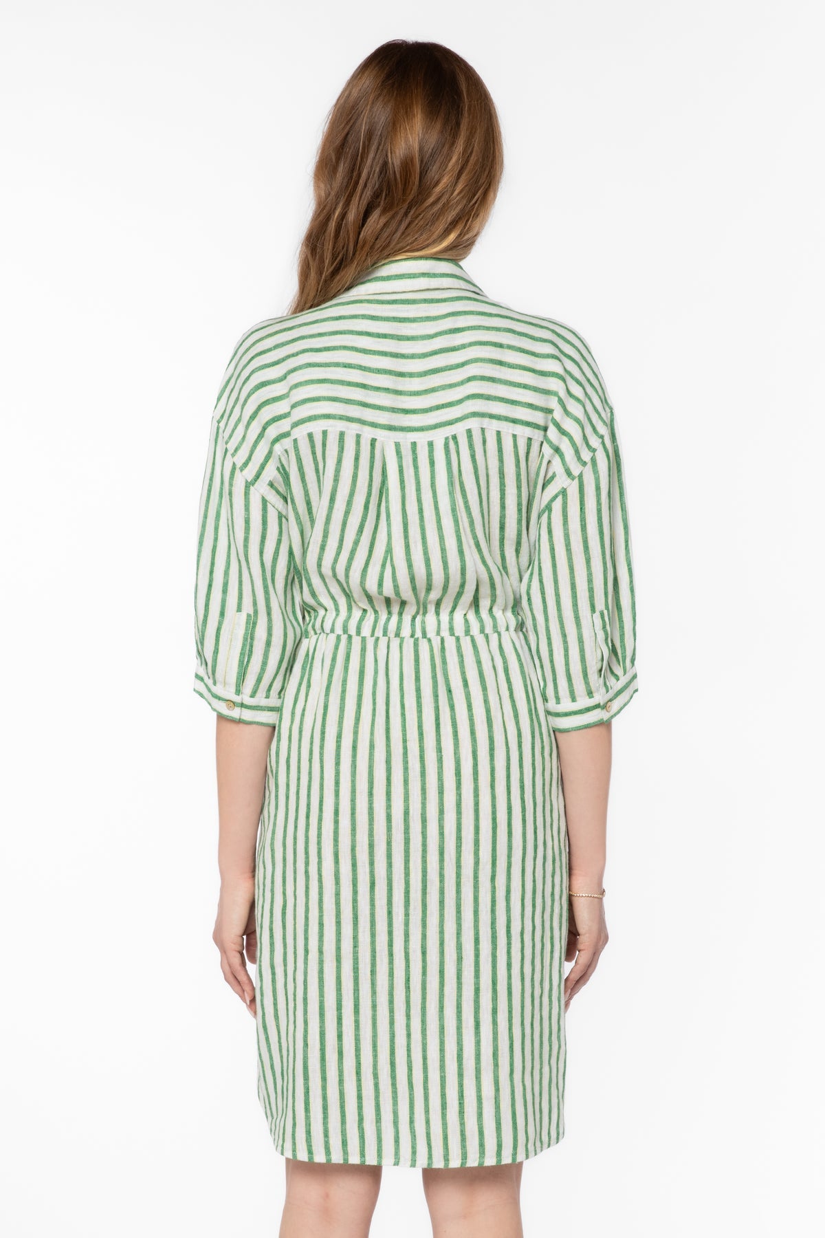 JENNEVA GREEN STRIPE DRESS