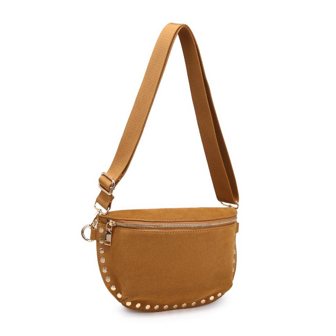 Gizelle-Suede Belt Bag: Black