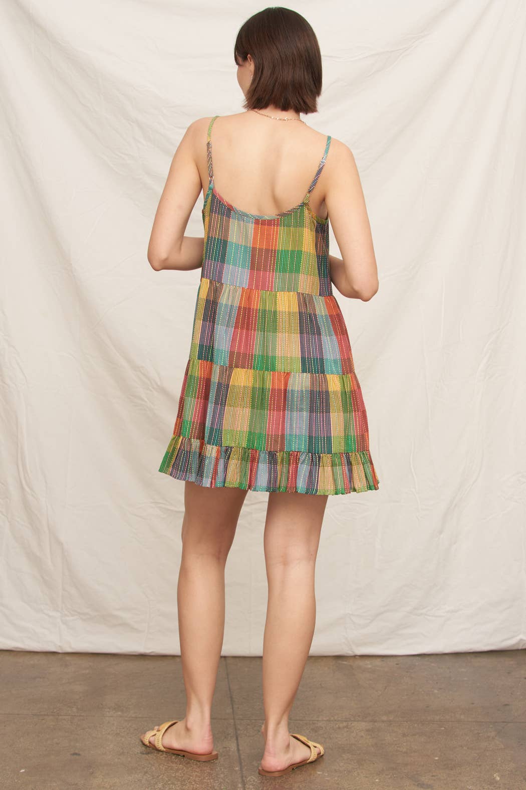 PLAID TIERED MINI DRESS