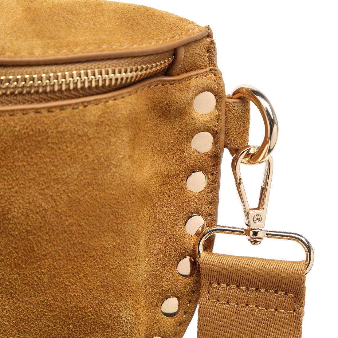 Gizelle-Suede Belt Bag: Tan
