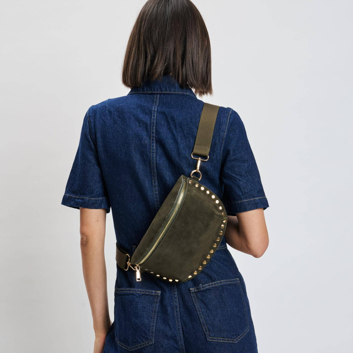 Gizelle-Suede Belt Bag: Tan