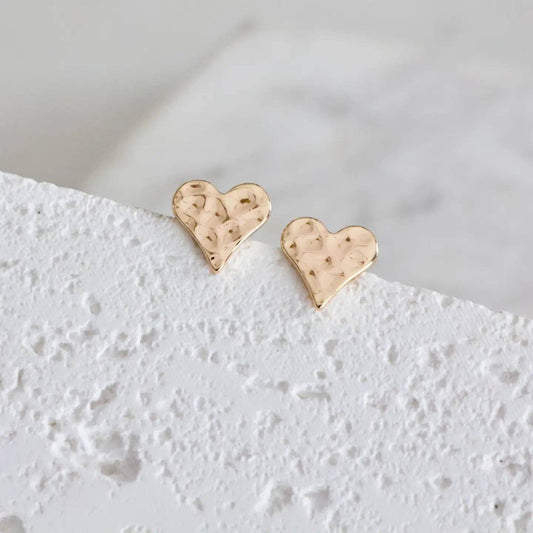 HAMMERED HEART STUDS