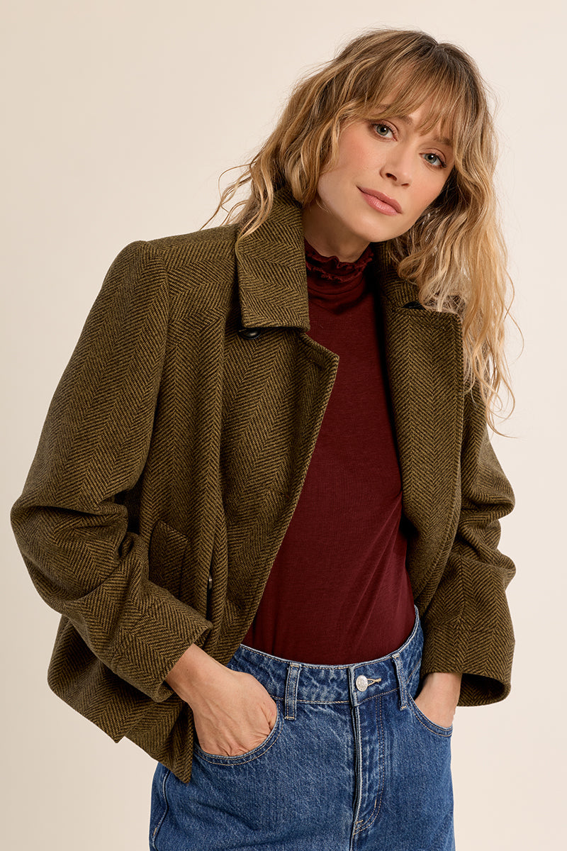 SHORT HERRINGBONE JACKET