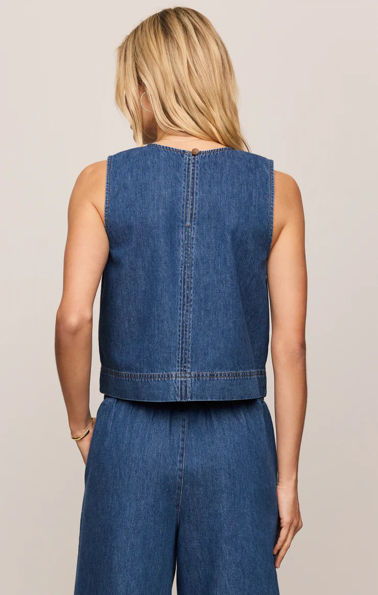SUN SEEKER DENIM CROPPED TANK