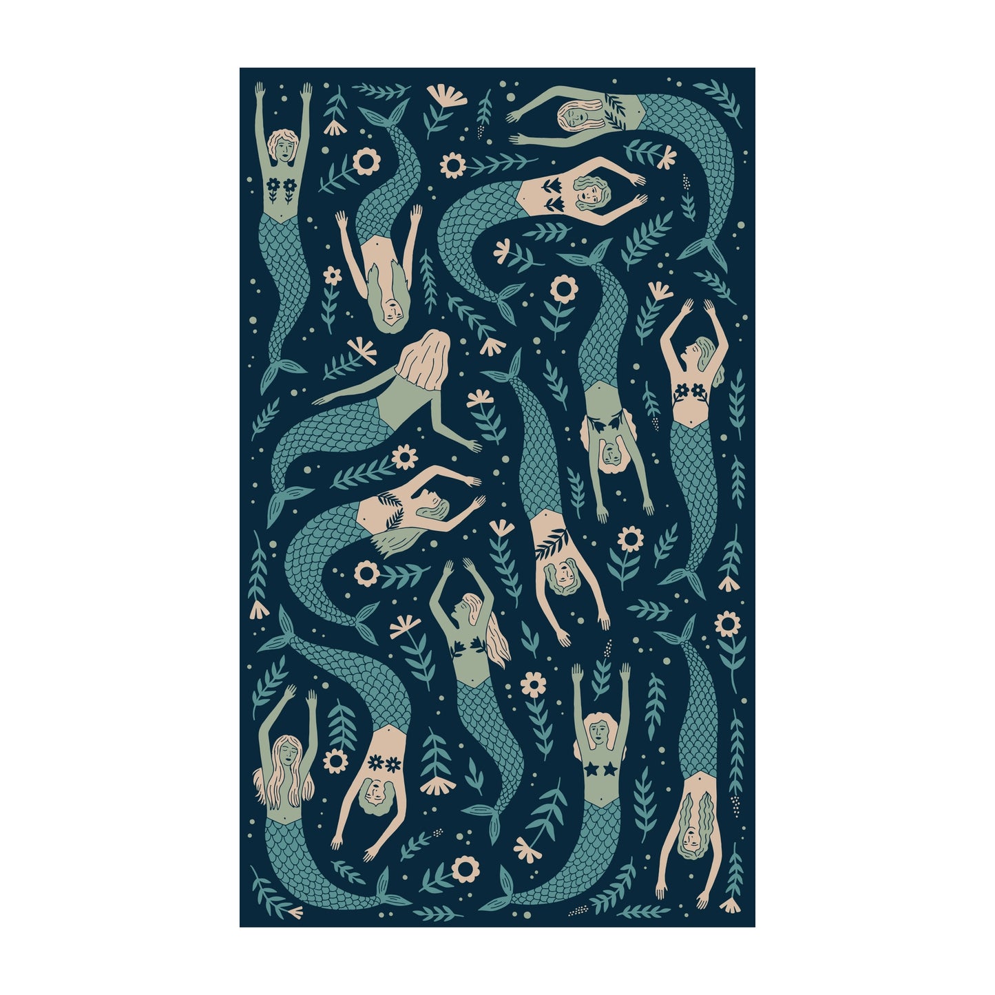 KITCHEN AND TEA TOWEL - MERMAIDS