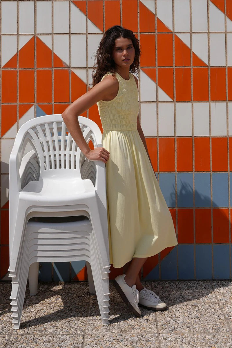 COTTON SMOCKED DRESS